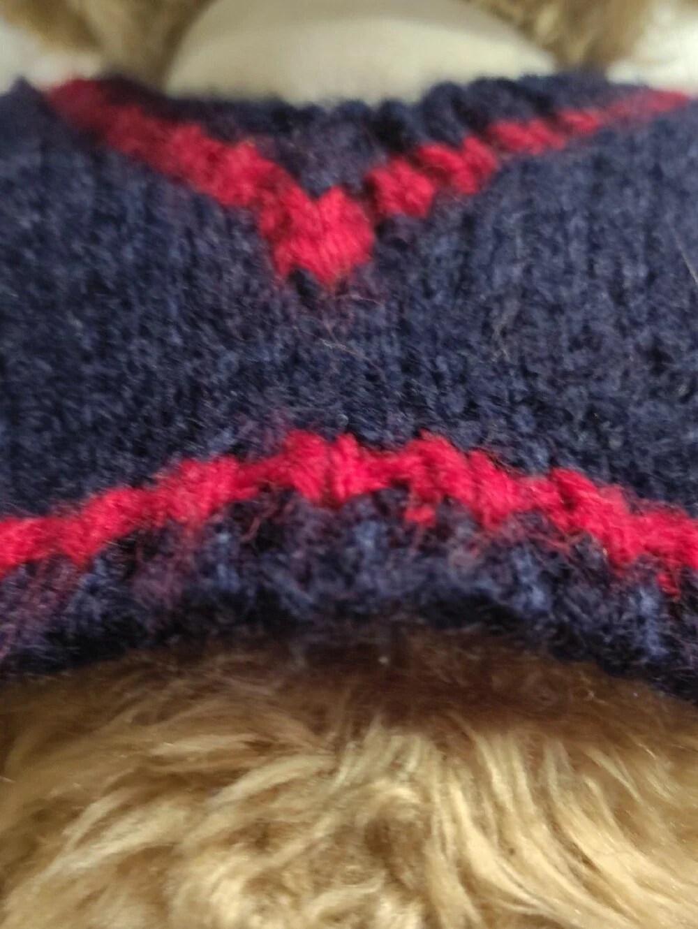 Polo by Ralph Lauren Tan Bear with Navy & Red Knit Sweater